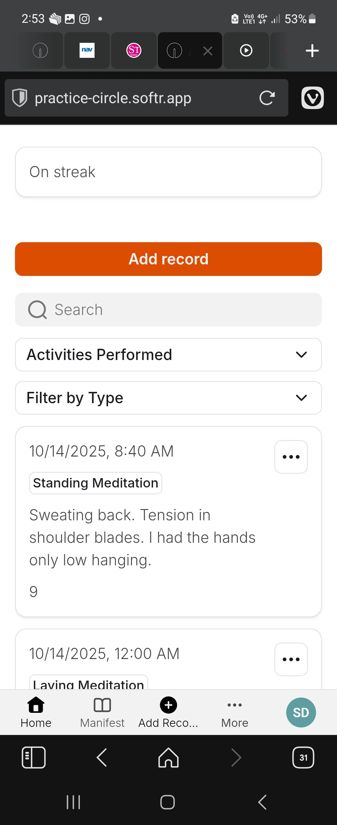 Add Record Screen