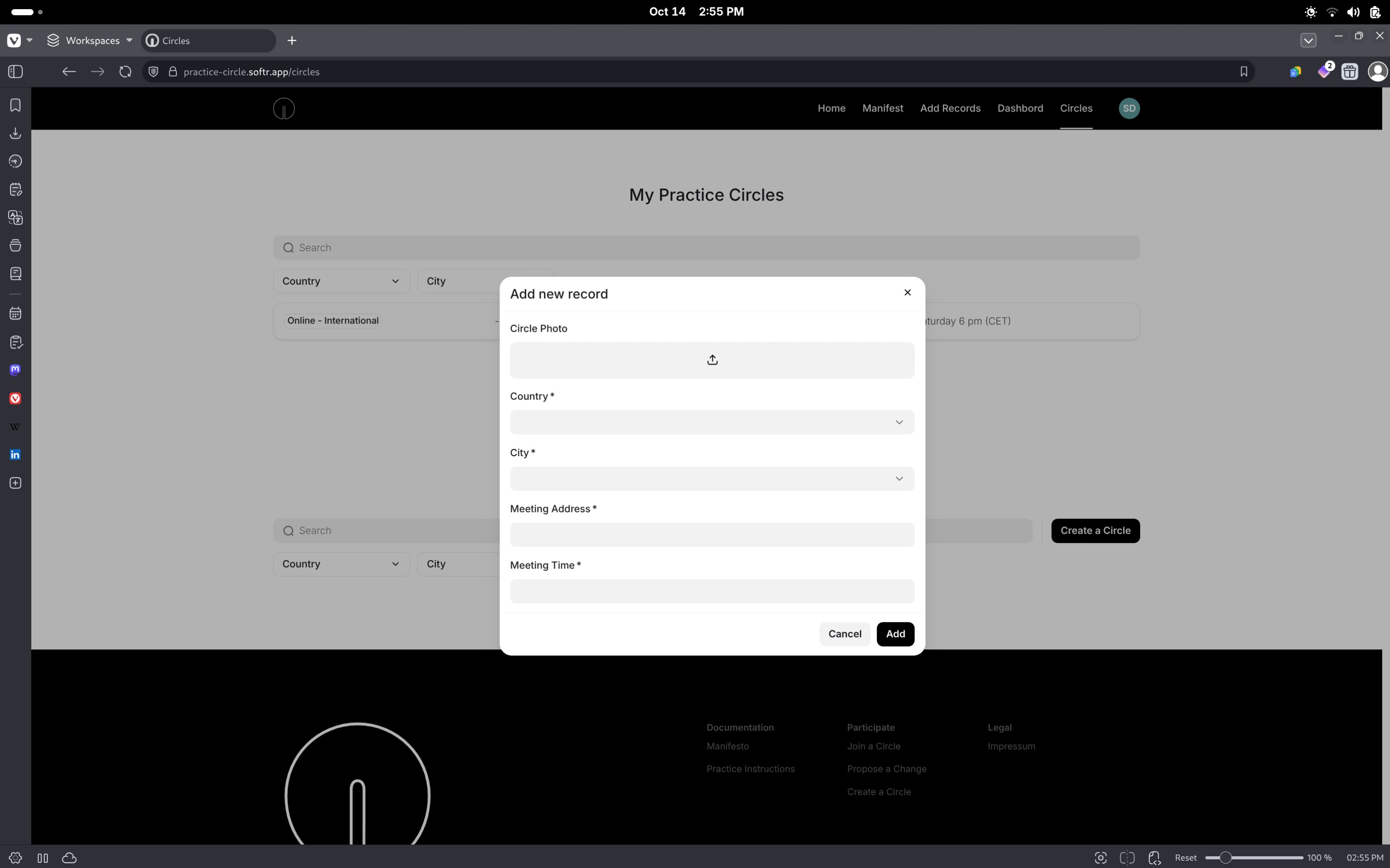 Circles Interface