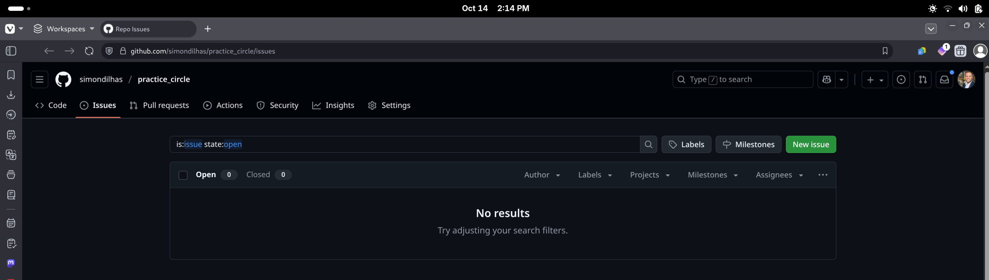 GitHub issues page